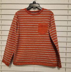 Boys Boden Striped Orange and Gray Long Sleeve Shirt Size 8-9Y
